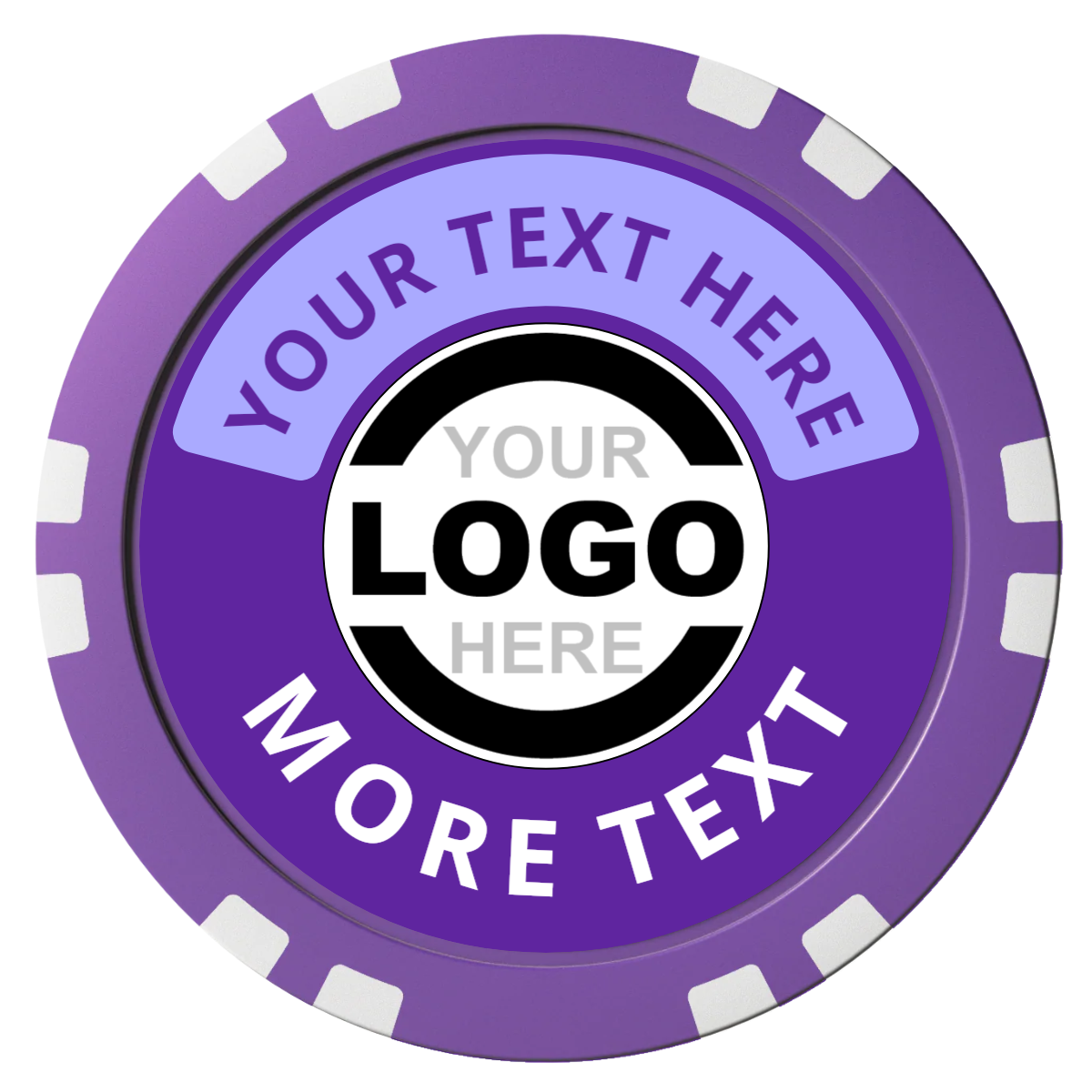 Two Tone Logo Composite Poker Chips - Purple / Double Stripe - Front