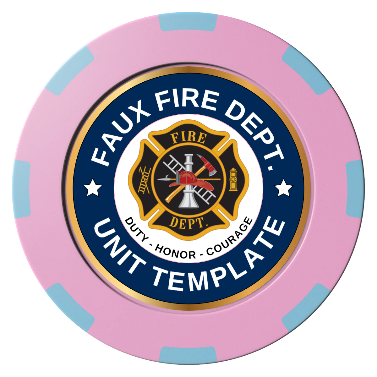 Faux Fire Dept. #01 Clay Poker Chips - Pink / 8 Spot (2 Tone) / 40mm - Front