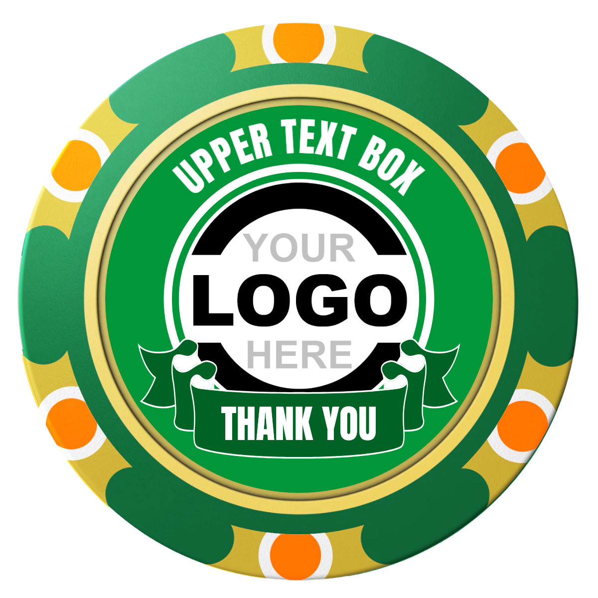 Lower Banner Clay Poker Chips - Green / Monte Carlo / 40mm - Front