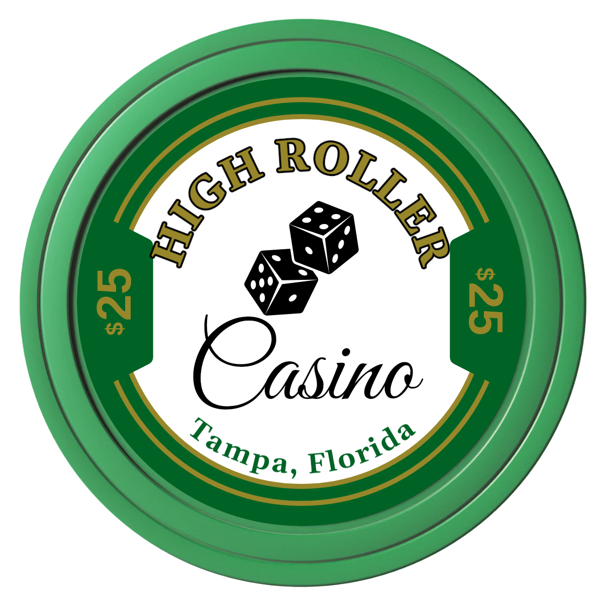 High Roller Casino Composite Poker Chips - Green / Solid - Front