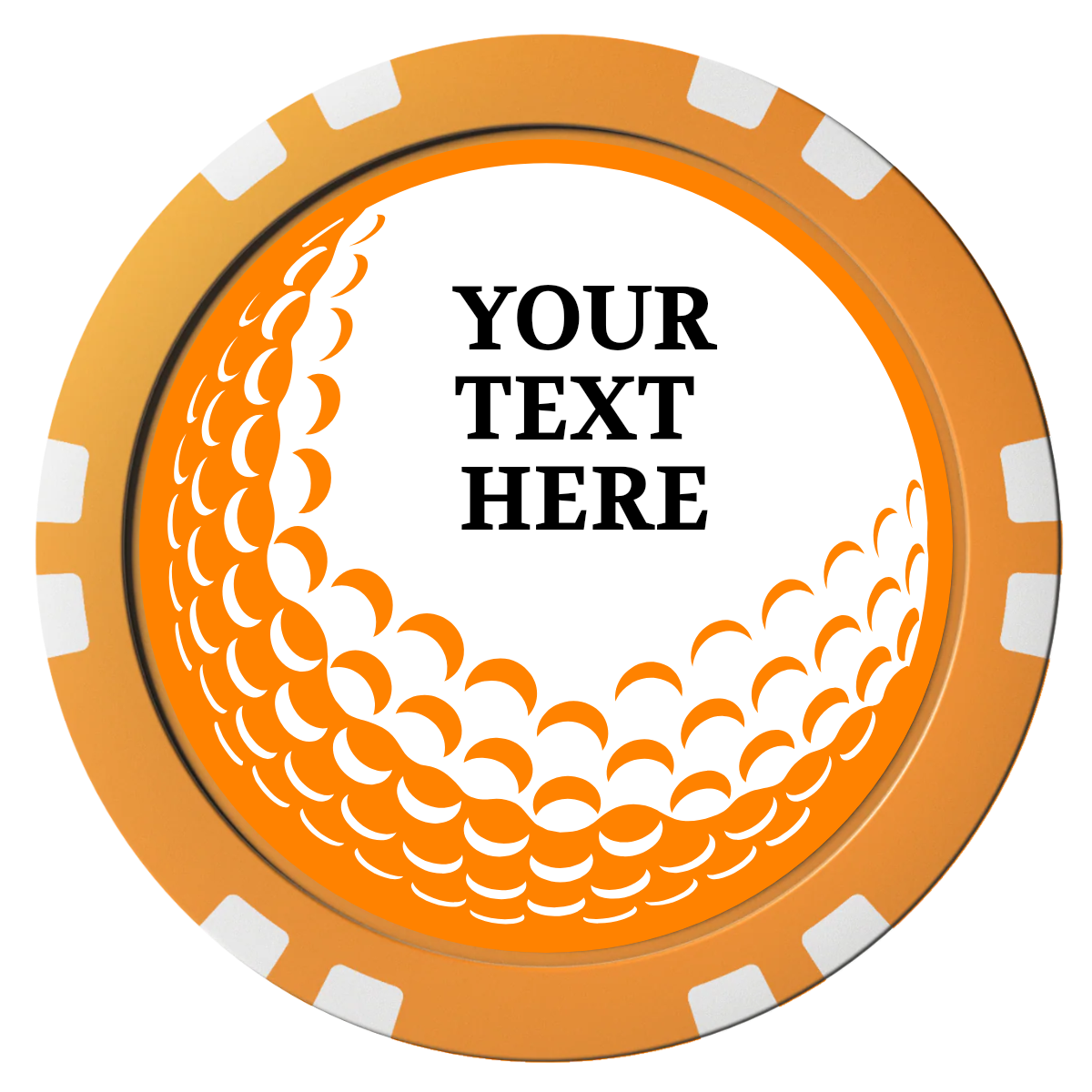 Hole In One Composite Poker Chips - Orange / Double Stripe - Front