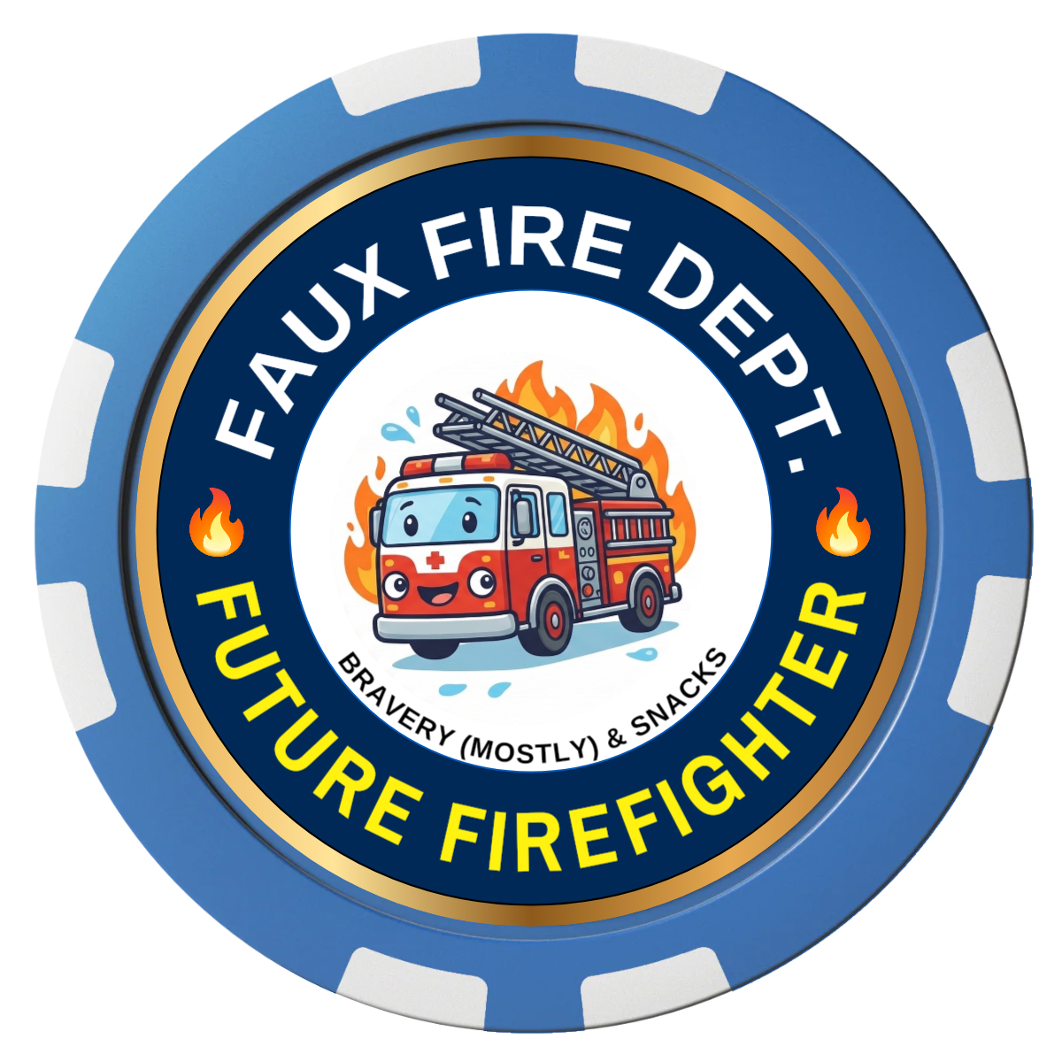 Future Firefighter Composite Poker Chips - Blue / 8 Stripe - Front