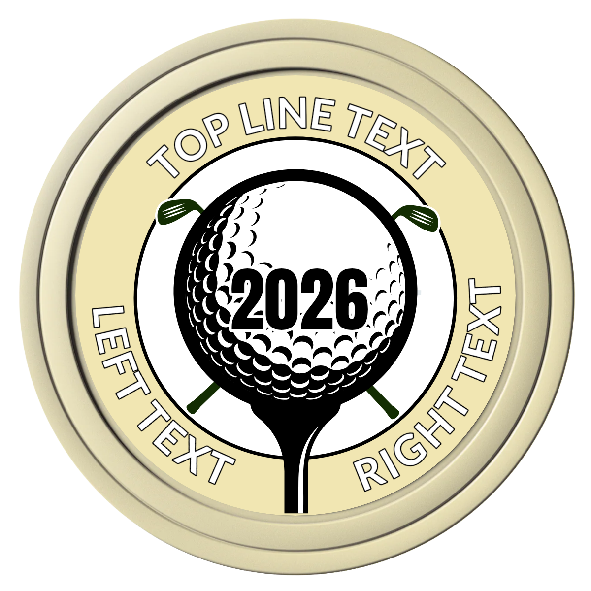 Tee it up Composite Poker Chips - Ivory / Solid - Front