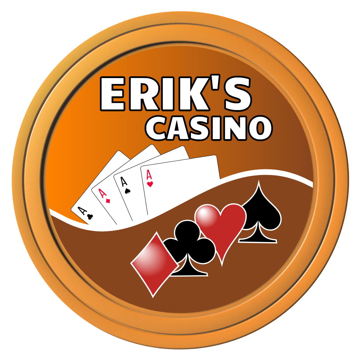 Erik's Casino Composite Poker Chips - Orange / Solid - Front