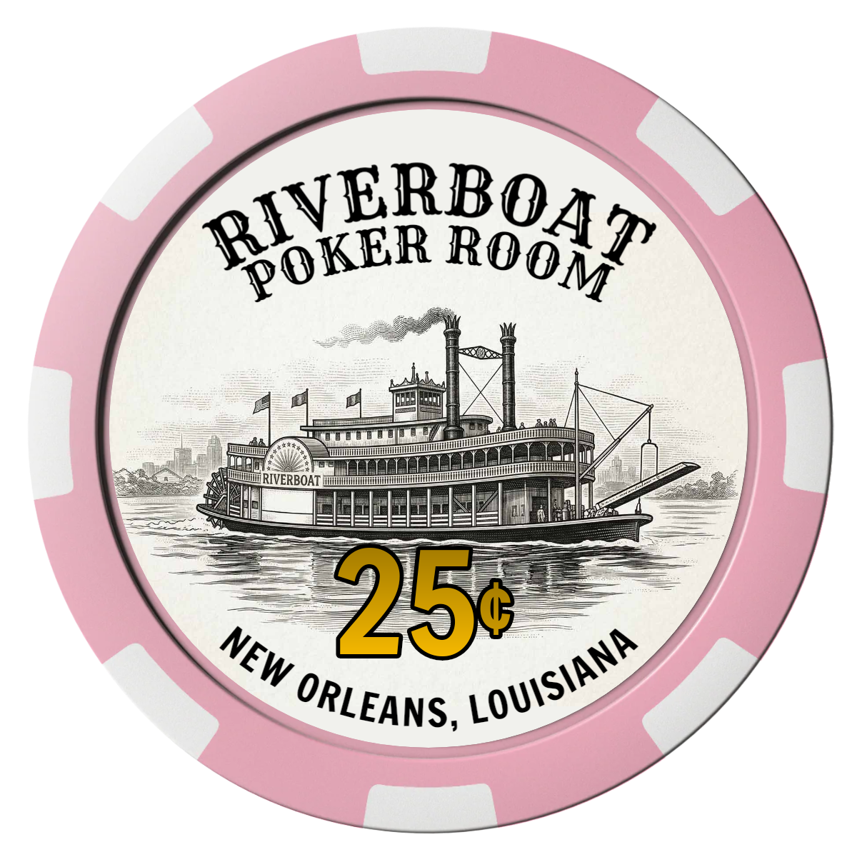 Riverboat Poker Room Composite Poker Chips - Pink / 8 Spot - Front