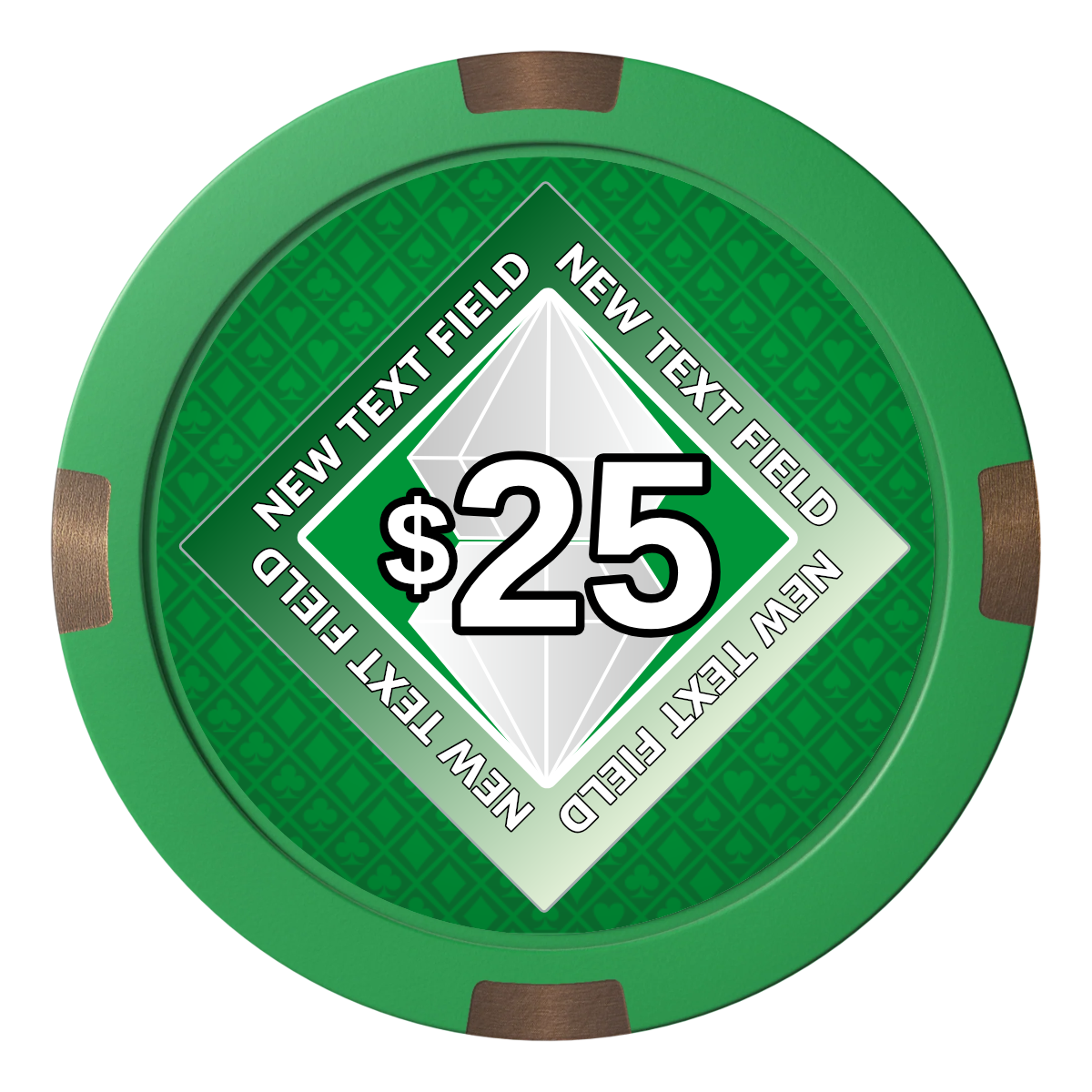 Diamond in the Rough Composite & Metal Hybrid Poker Chips - Green - Back