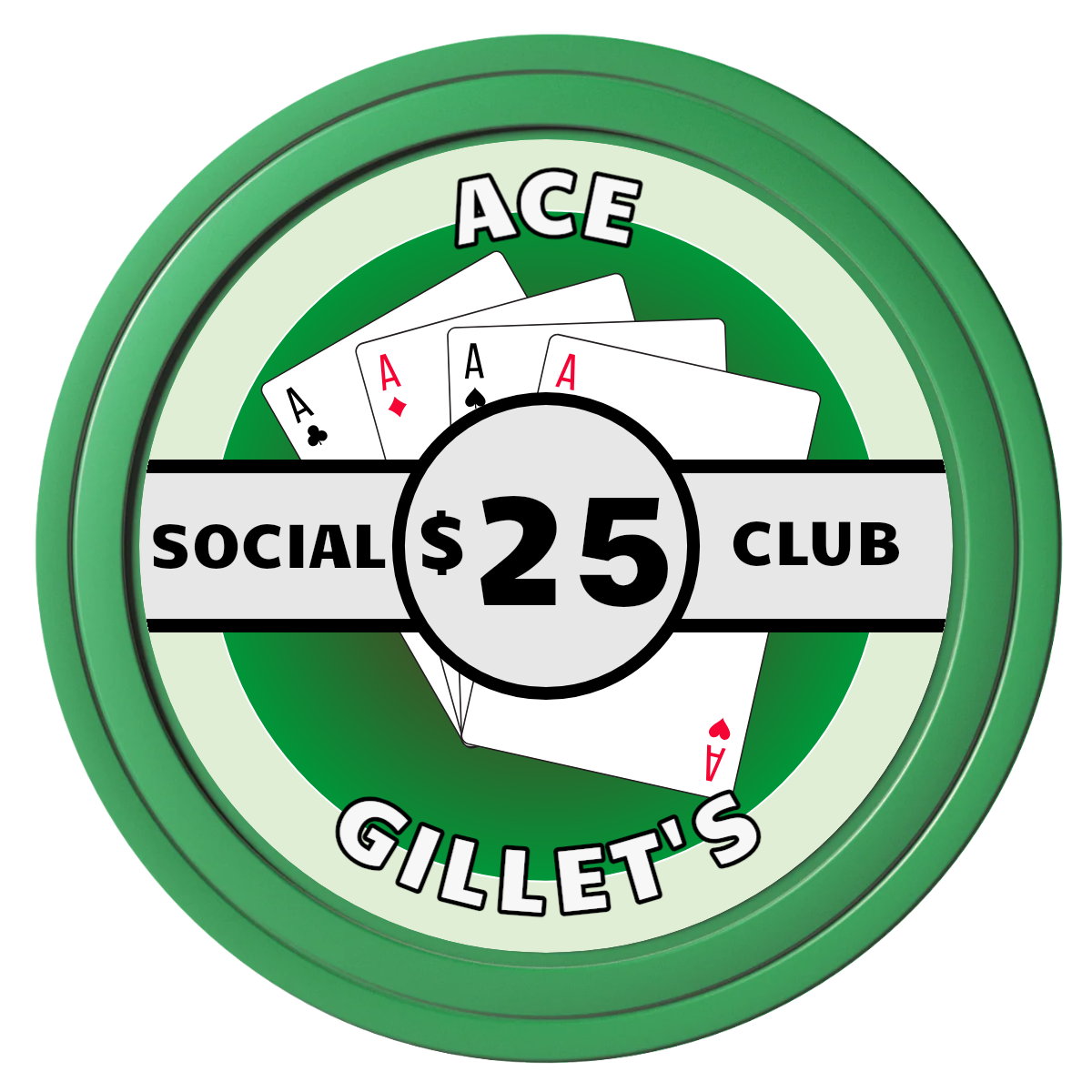 Ace Gillet's Composite Poker Chips - Green / Solid - Front