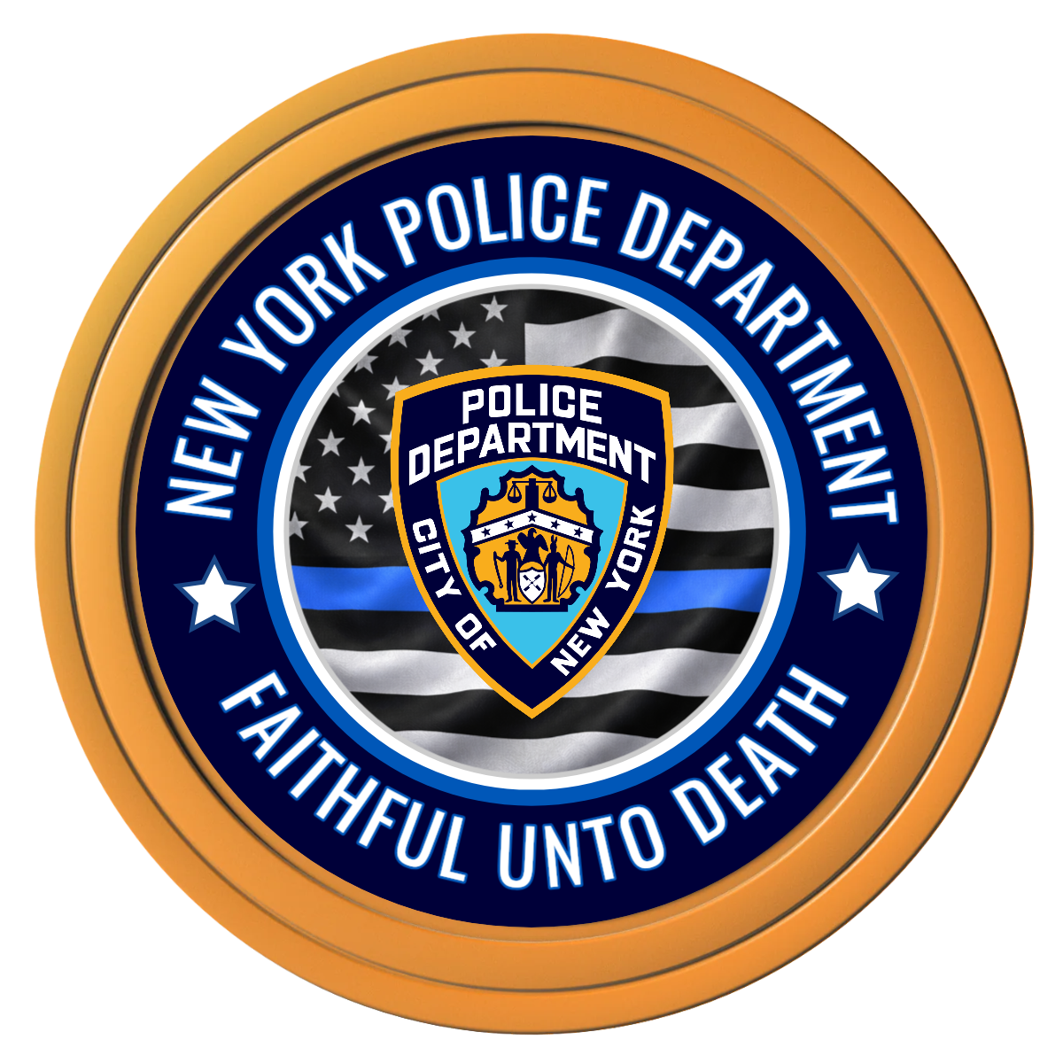 NYPD Safe and Fair Composite Poker Chips - Orange / Solid - Front