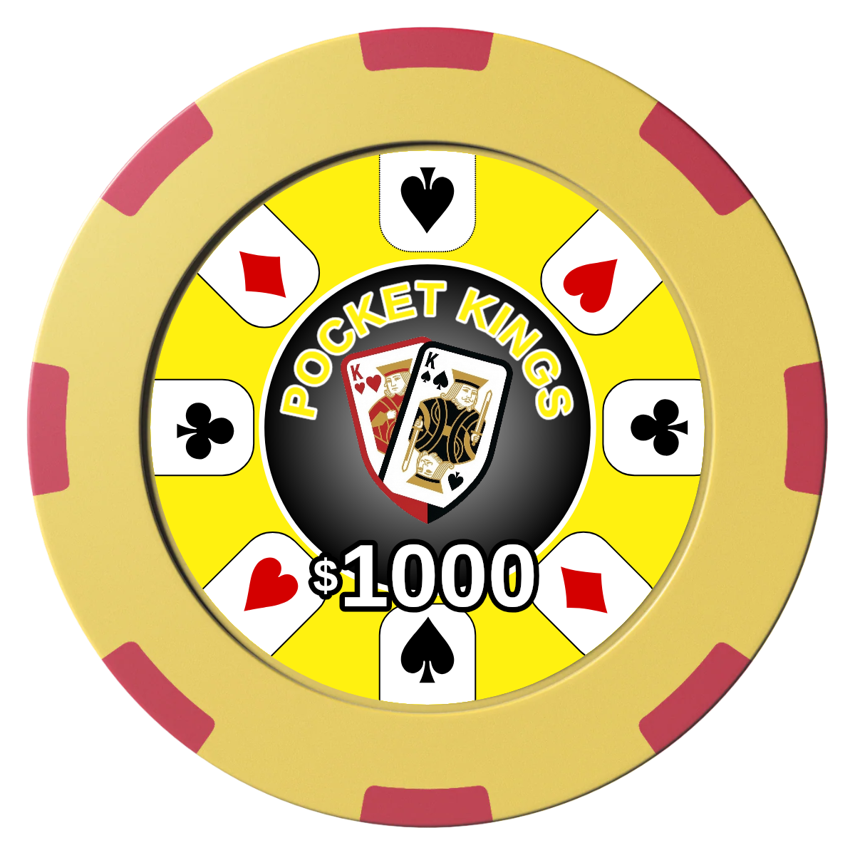 Pocket Kings Clay Poker Chips - Yellow / 8 Spot (2 Tone) / 40mm - Front