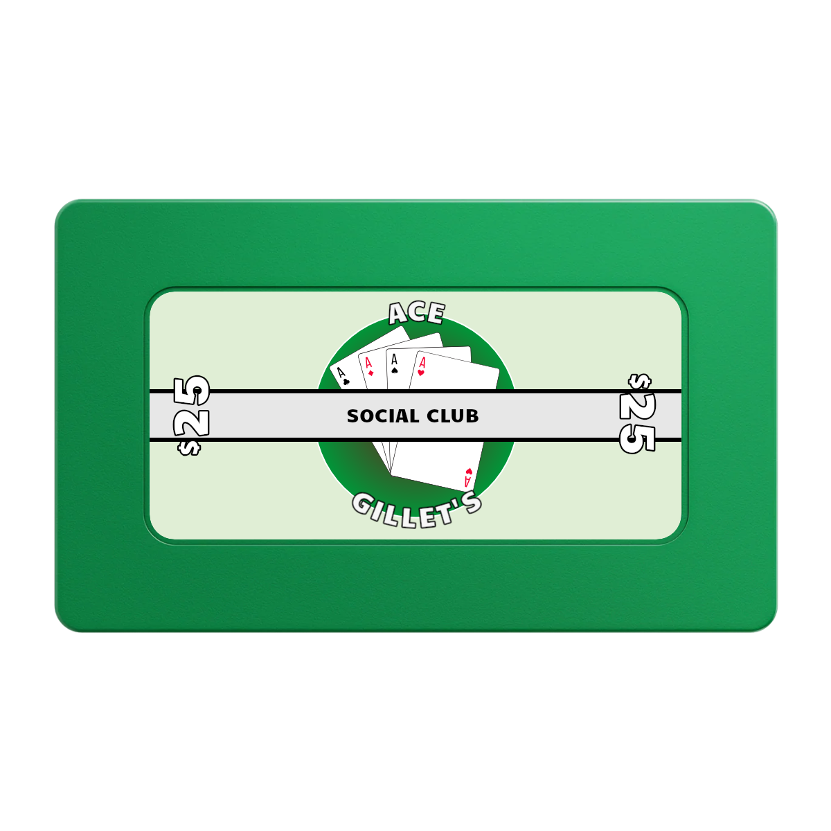 Ace Gillet's Rectangular Poker Chip Plaques - Green - Back