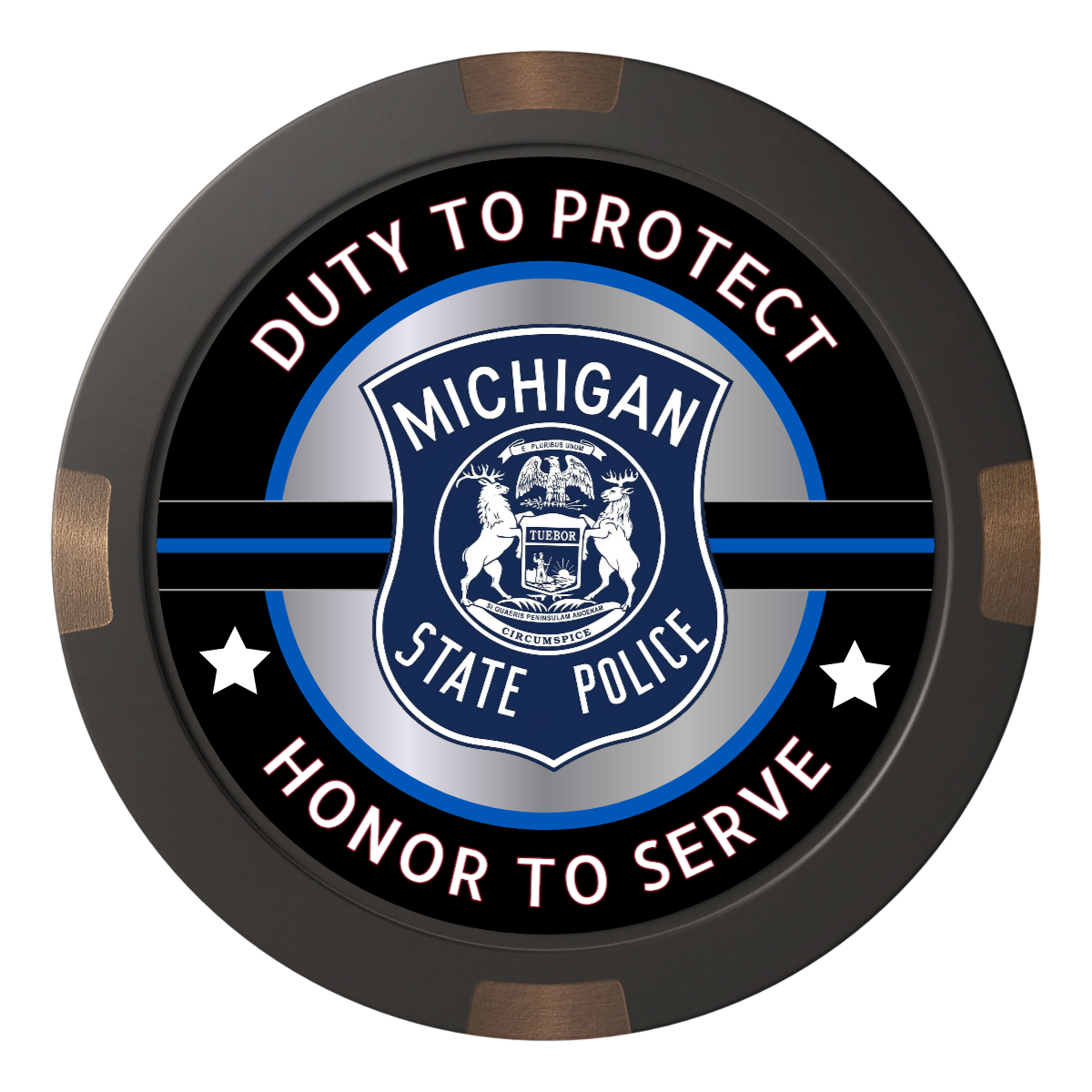 Police Department #01 Composite & Metal Hybrid Poker Chips - Black - Back
