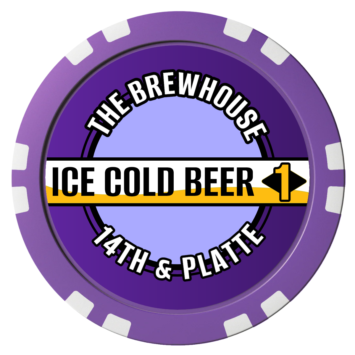 Ice Cold Beer Drink Token Composite Poker Chips - Purple / Double Stripe - Front