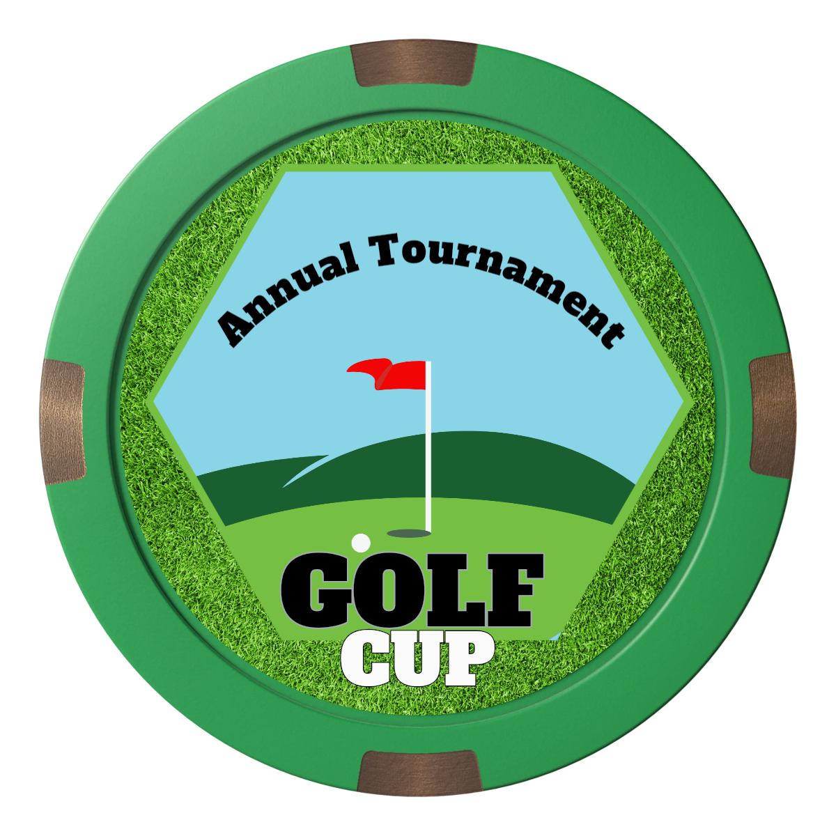 Golf Cup Composite & Metal Hybrid Poker Chips - Green - Front