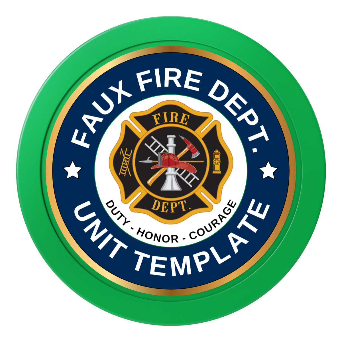 Faux Fire Dept. #01 2" Composite Dealer Button - Green - Front