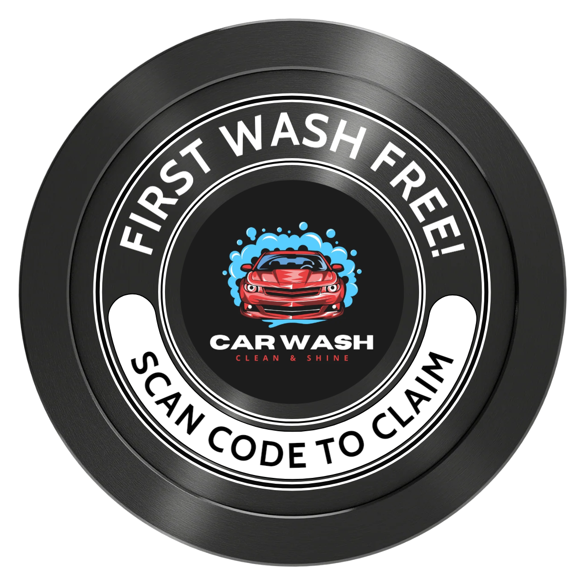 Car Wash Promotion Aluminum Poker Chips - Black - Front