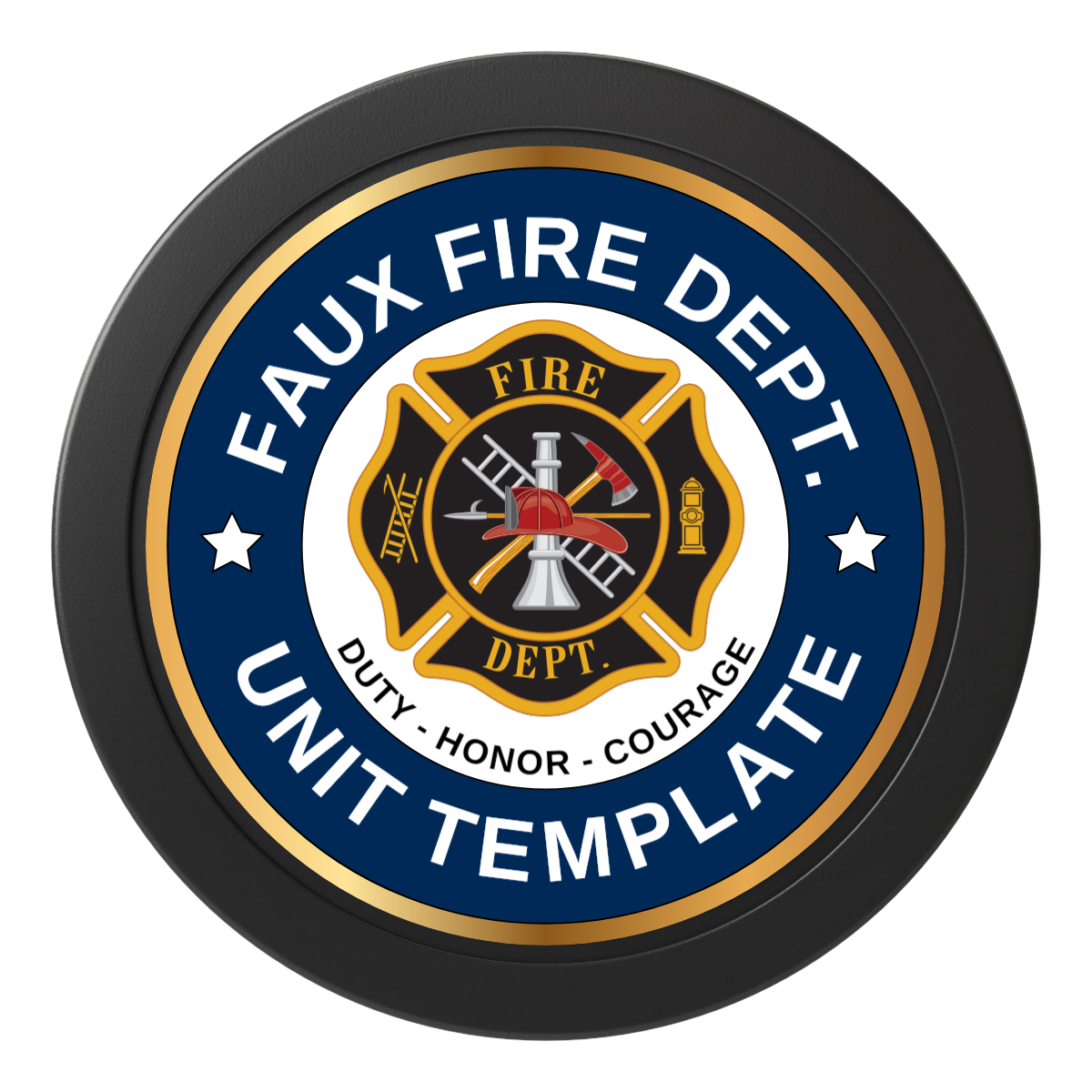 Faux Fire Dept. #01 2" Oversized Poker Chips - Black - Front