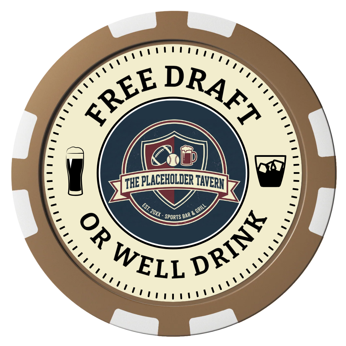 Beer Shop Composite Poker Chips - Brown / 8 Stripe - Front