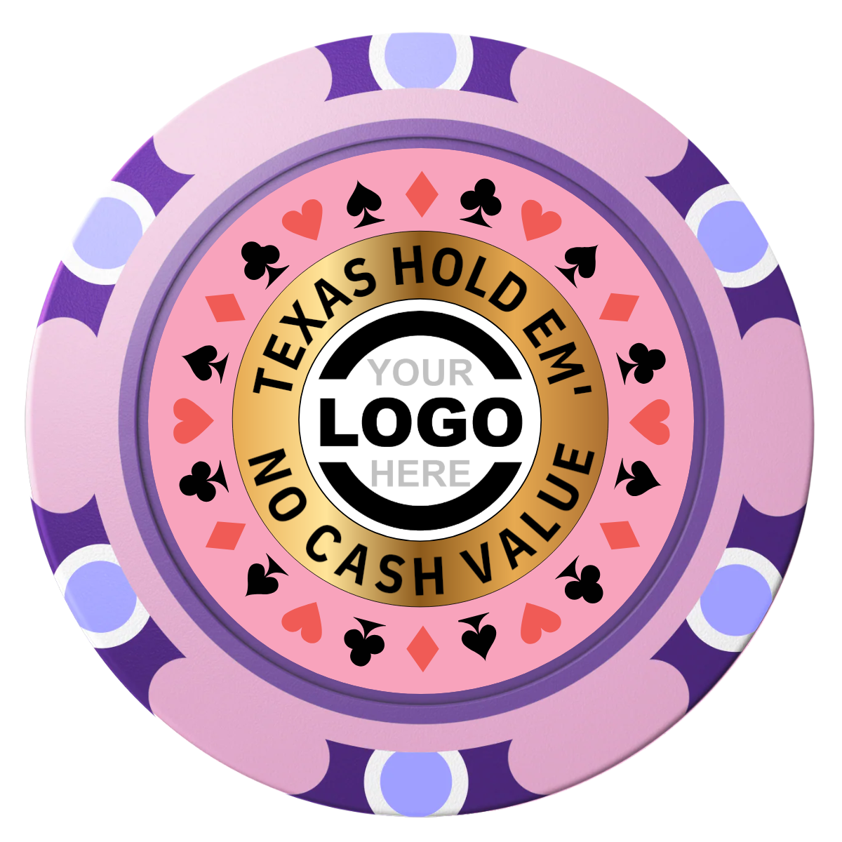 Texas Hold Em' Clay Poker Chips - Pink / Monte Carlo / 40mm - Front