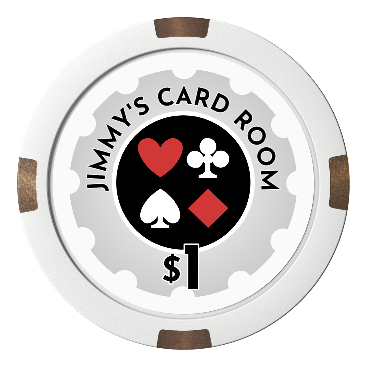 Your Four Suits Composite & Metal Hybrid Poker Chips - White - Front