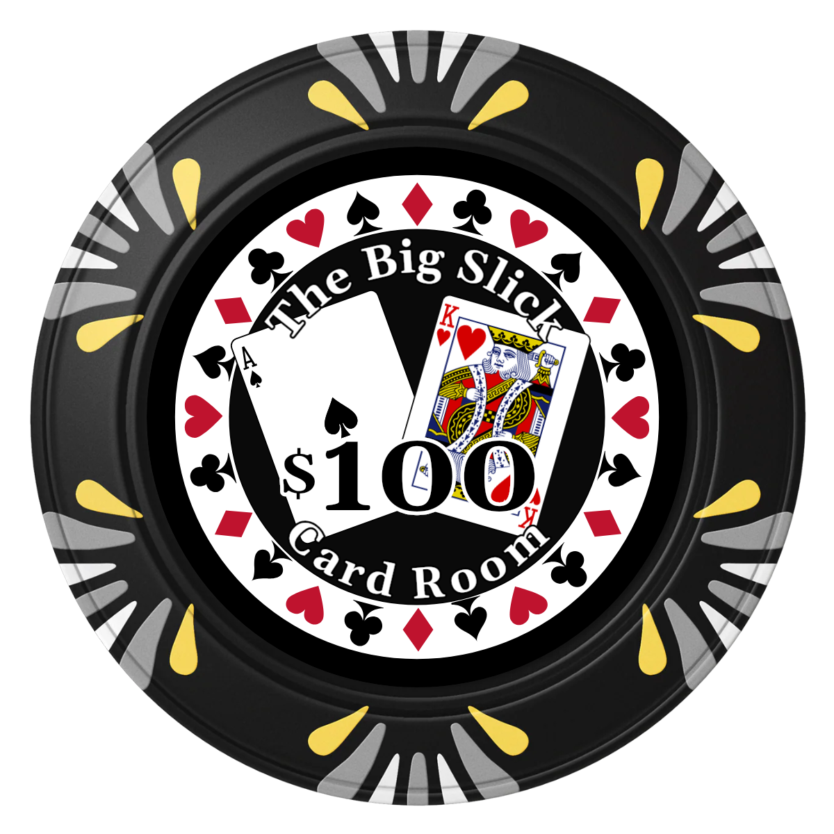 AK Big Slick Clay Poker Chips - Black / Macau / 40mm - Front