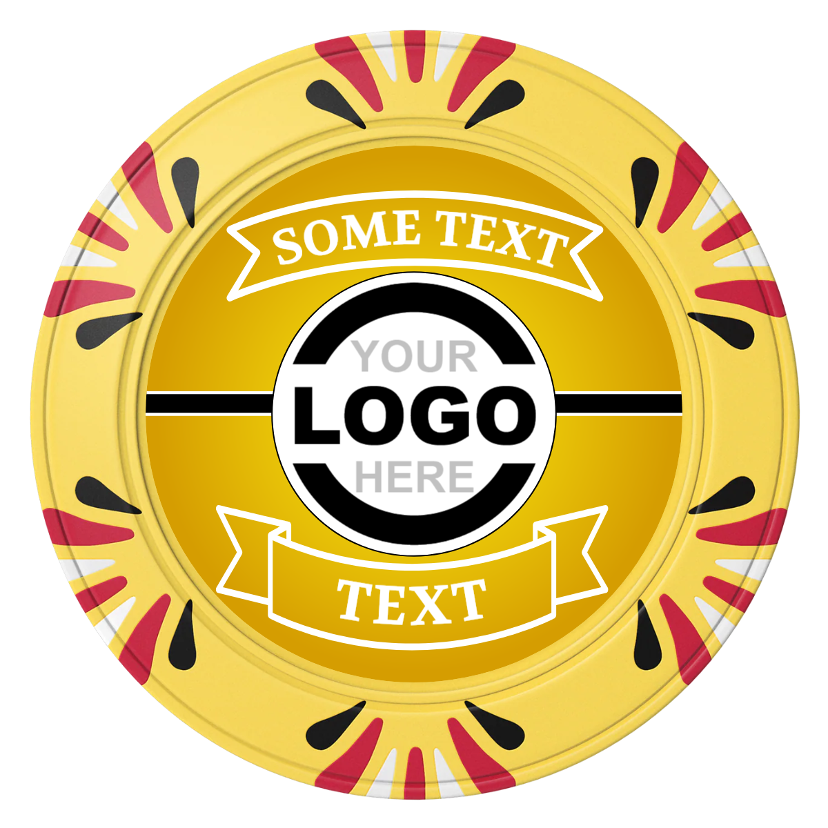 Double Banner Clay Poker Chips - Yellow / Macau / 40mm - Front