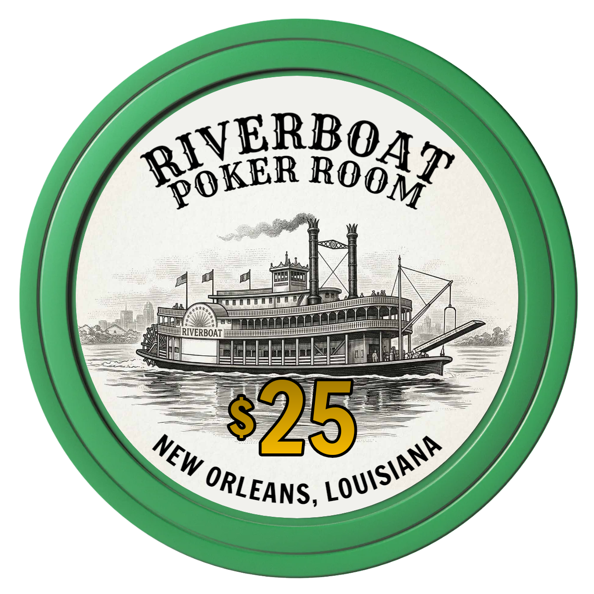 Riverboat Poker Room Composite Poker Chips - Green / Solid - Front