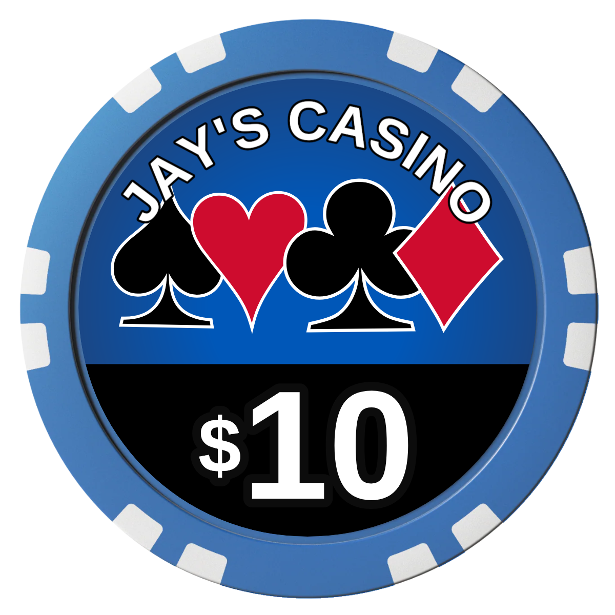 Jay's Casino Composite Poker Chips - Blue / Double Stripe - Back