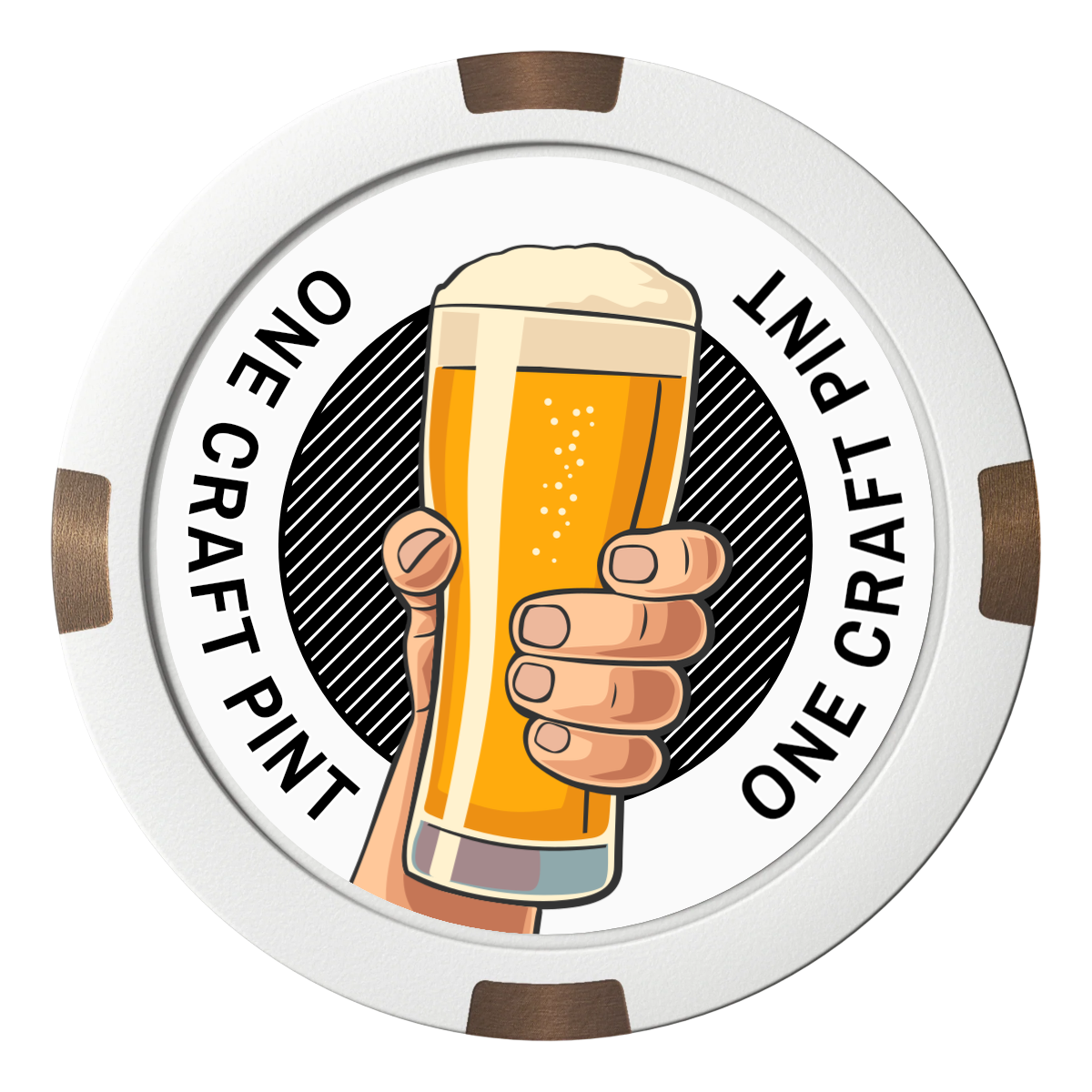Drink On Us Composite & Metal Hybrid Poker Chips - White - Front