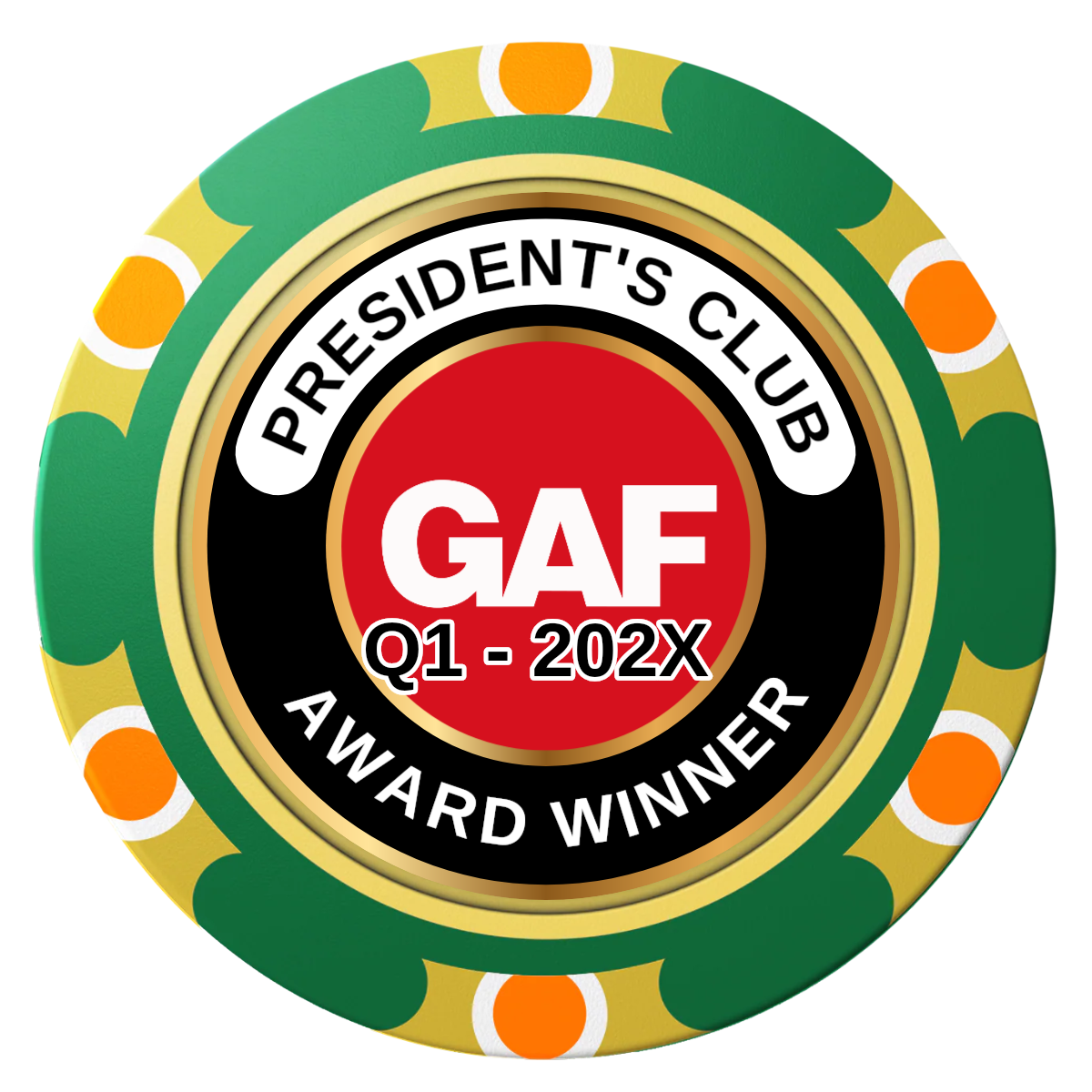 President's Club Clay Poker Chips - Green / Monte Carlo / 40mm - Front