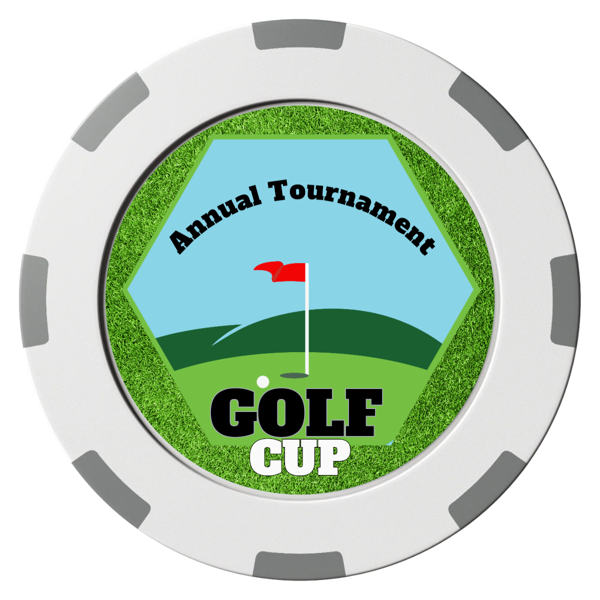 Golf Cup Clay Poker Chips - White / 8 Spot (2 Tone) / 40mm - Front
