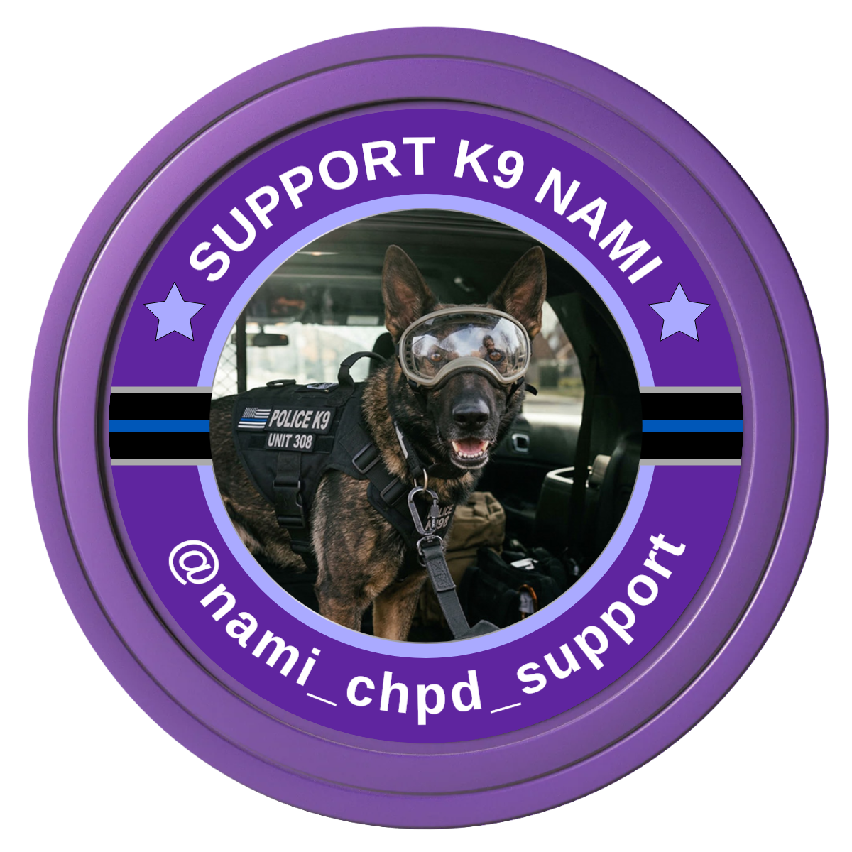 Police Department K9 #02 Composite Poker Chips - Purple / Solid - Front