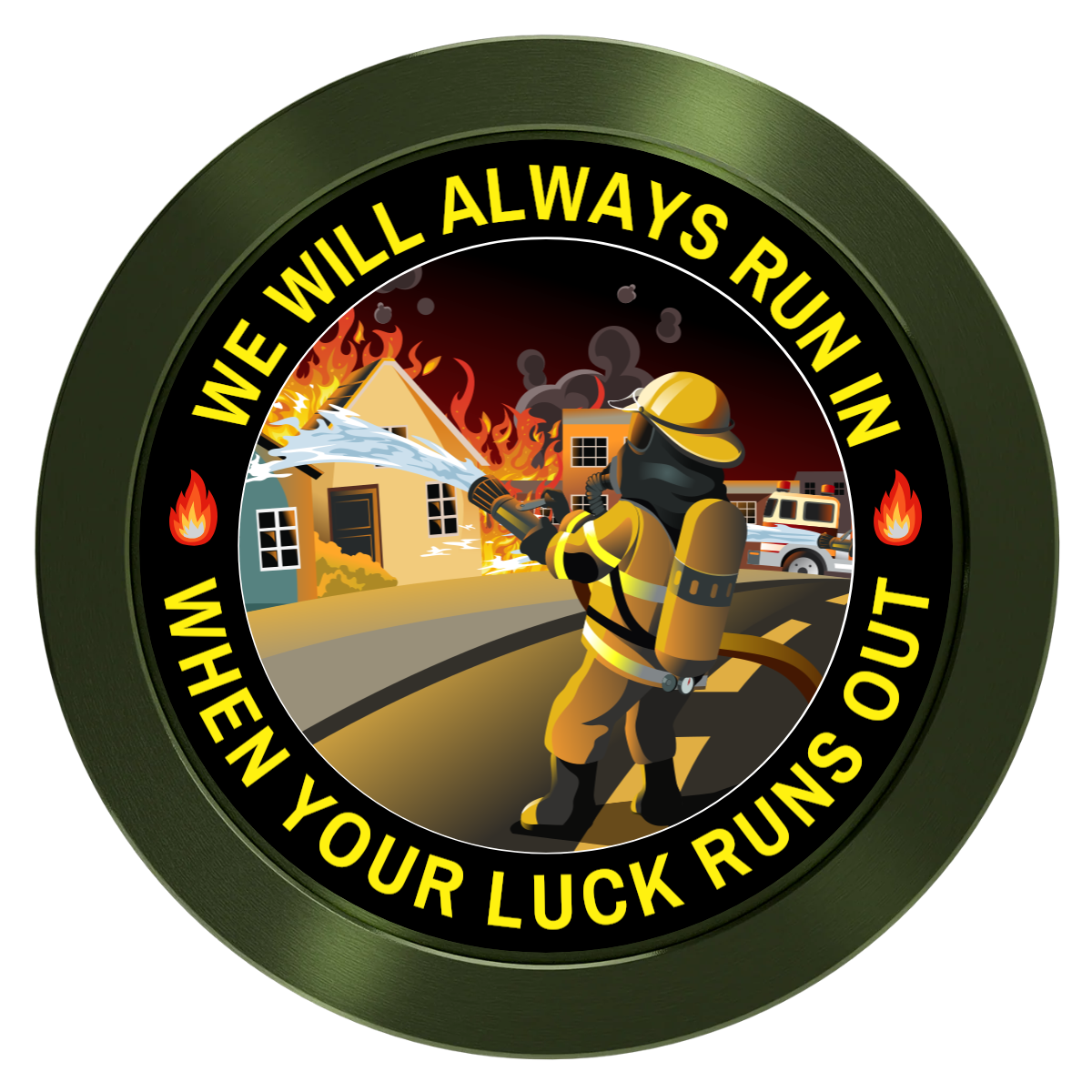 Firefighter Maltese Cross Aluminum Poker Chips - Green - Front