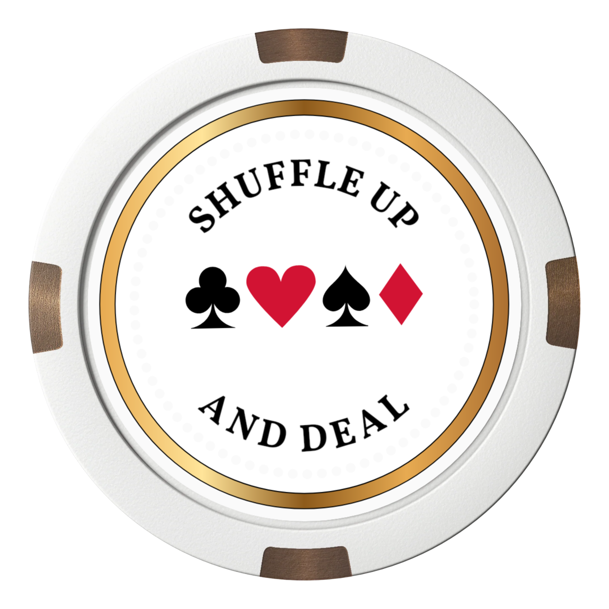 Fours Suits Club Composite & Metal Hybrid Poker Card Protectors - White - Front