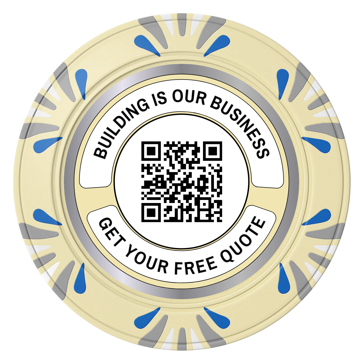 Acme Construction Clay Poker Chips - Ivory / Macau / 40mm - Front