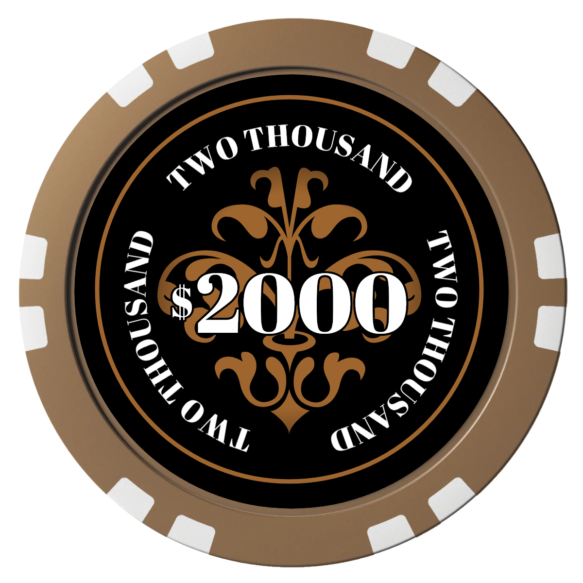 Gothic Revival Composite Poker Chips - Brown / Double Stripe - Front