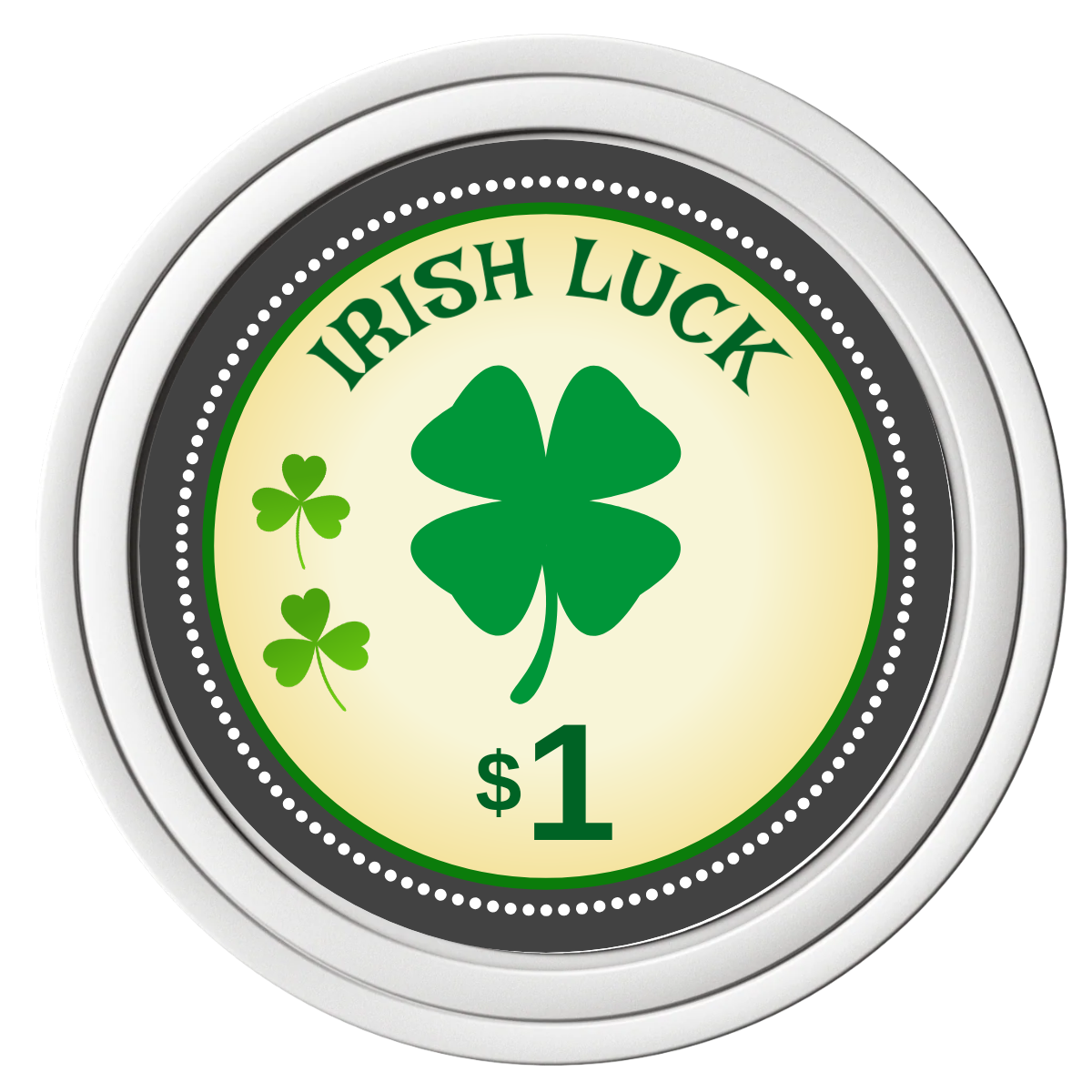 Irish Luck Composite Poker Chips - White / Solid - Front