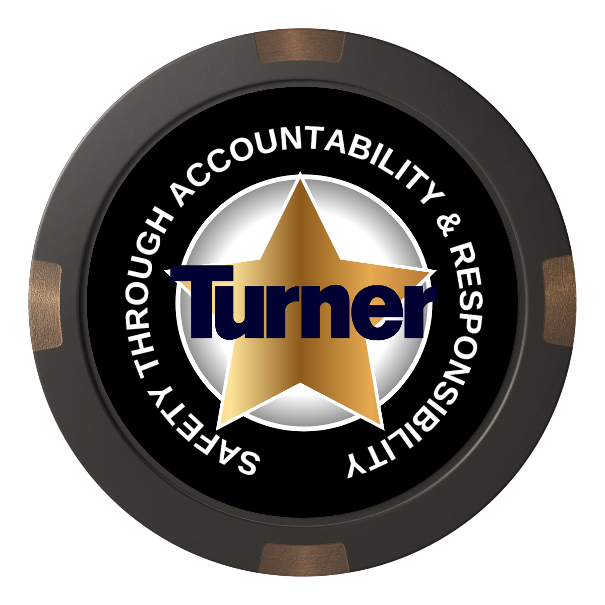 Safety Star Composite & Metal Hybrid Poker Chips - Black - Back