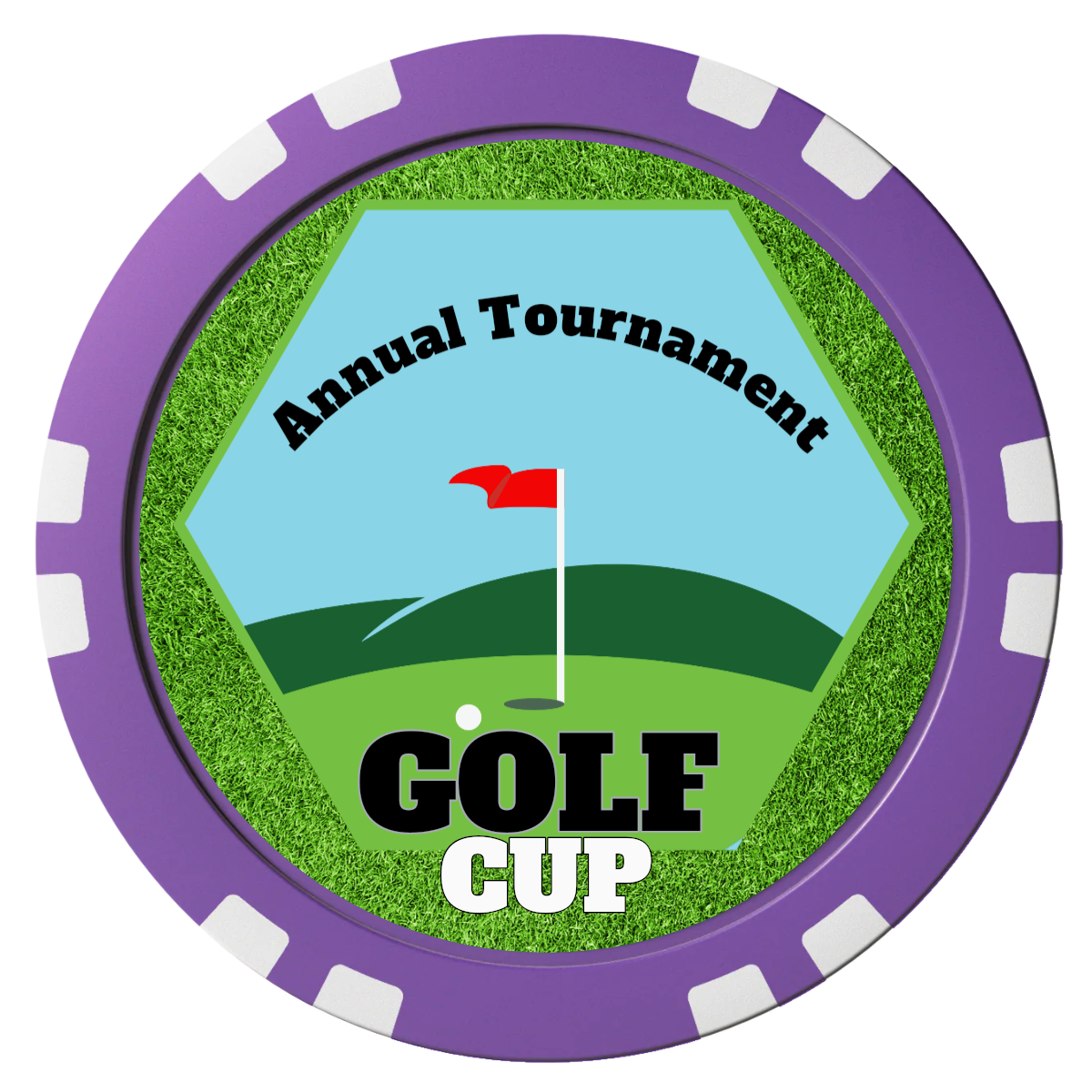 Golf Cup Composite Poker Chips - Purple / Double Stripe - Front
