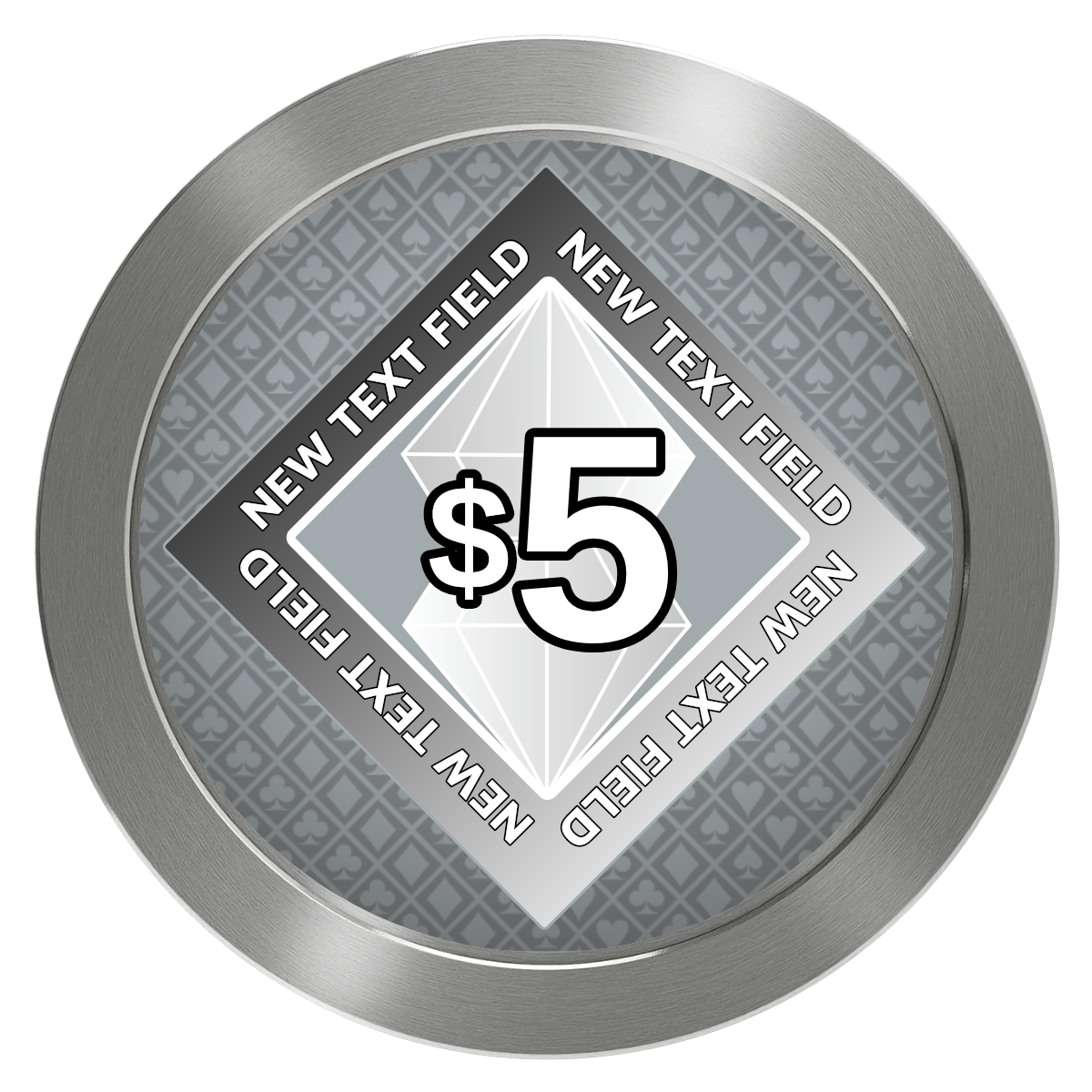 Diamond in the Rough Aluminum Poker Chips - Silver - Back