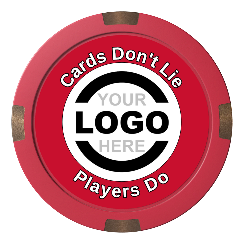 Branded Logo Composite & Metal Hybrid Poker Card Protectors - Red - Front