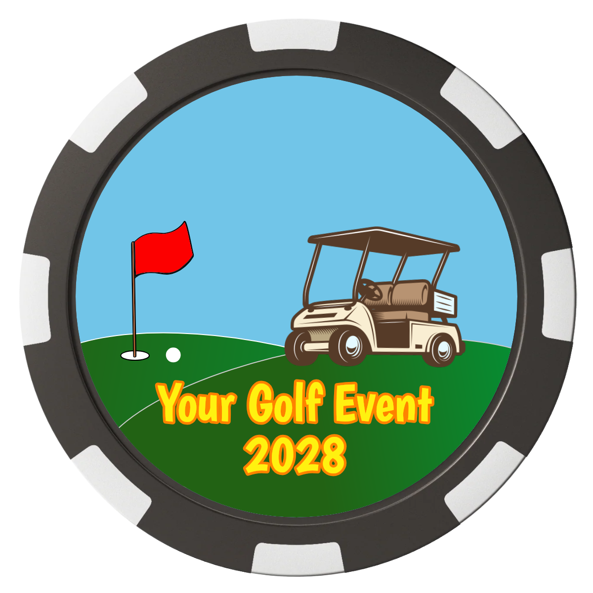 Going Golfing Today Magnetic Composite Poker Chips - Black / 8 Spot - Front