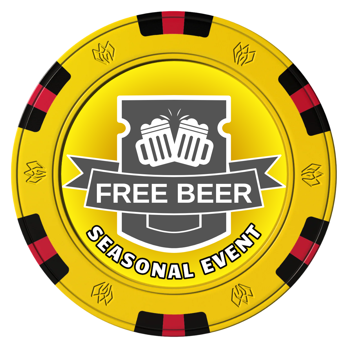 Craft Beer #001 Clay Poker Chips - Yellow / 6 Spot Gem / 43mm - Front