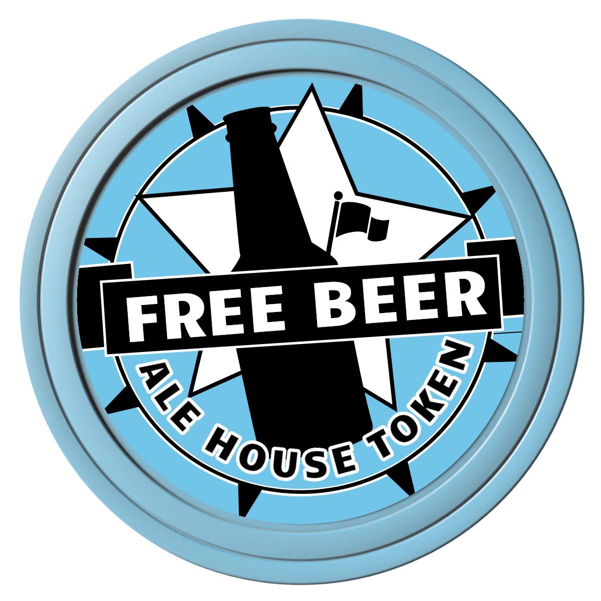 Free Beer Drink Composite Poker Chips - Light Blue / Solid - Front