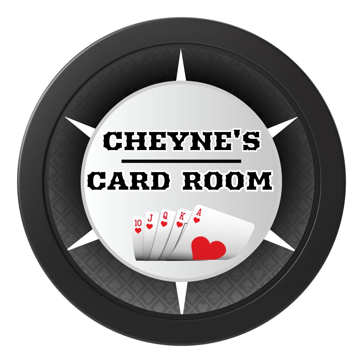 Cheyne's Card Room 2" Oversized Poker Chips - Black - Back