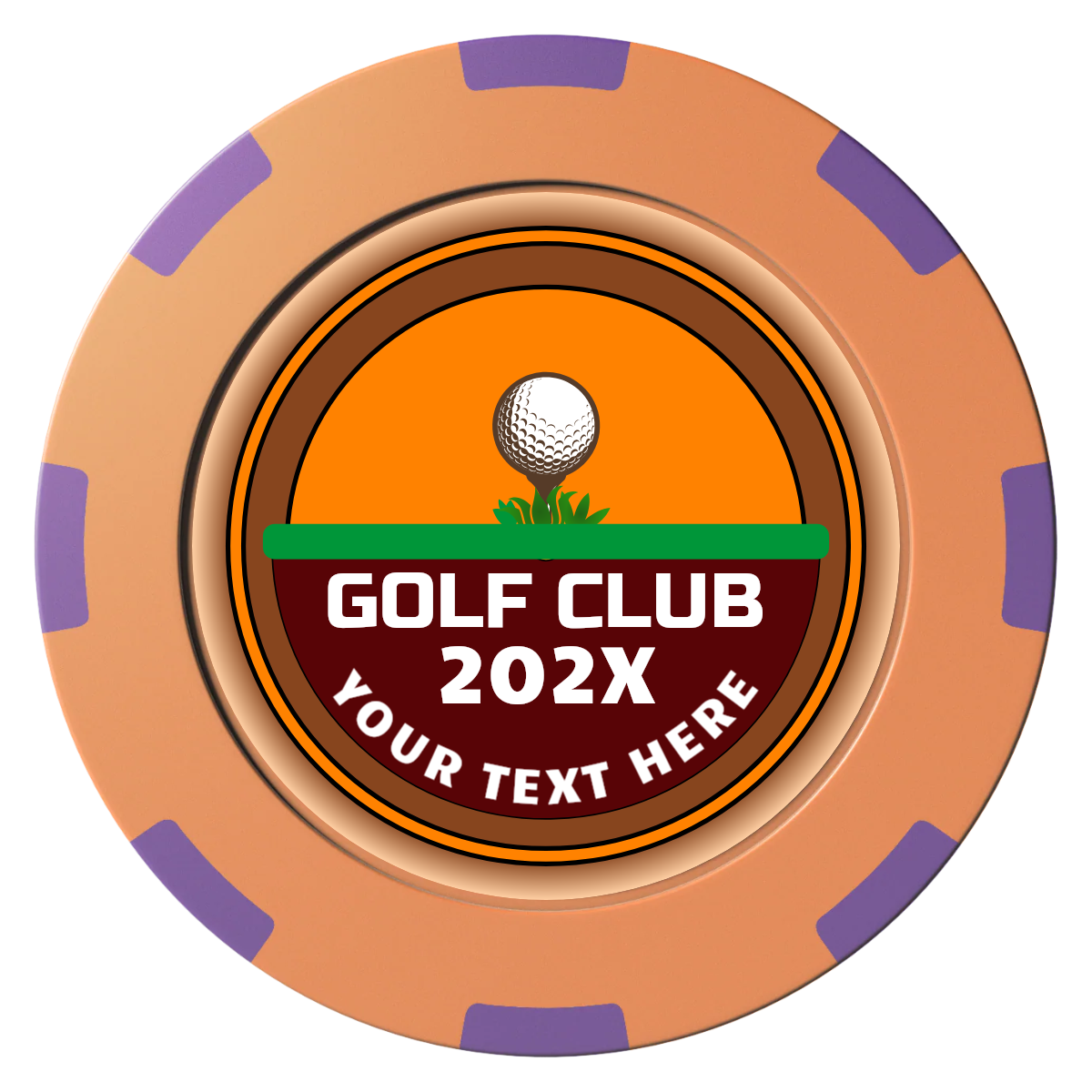 Teed Up Clay Poker Chips - Orange / 8 Spot (2 Tone) / 40mm - Front