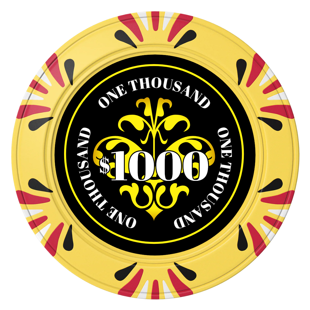 Gothic Revival Clay Poker Chips - Yellow / Macau / 40mm - Front