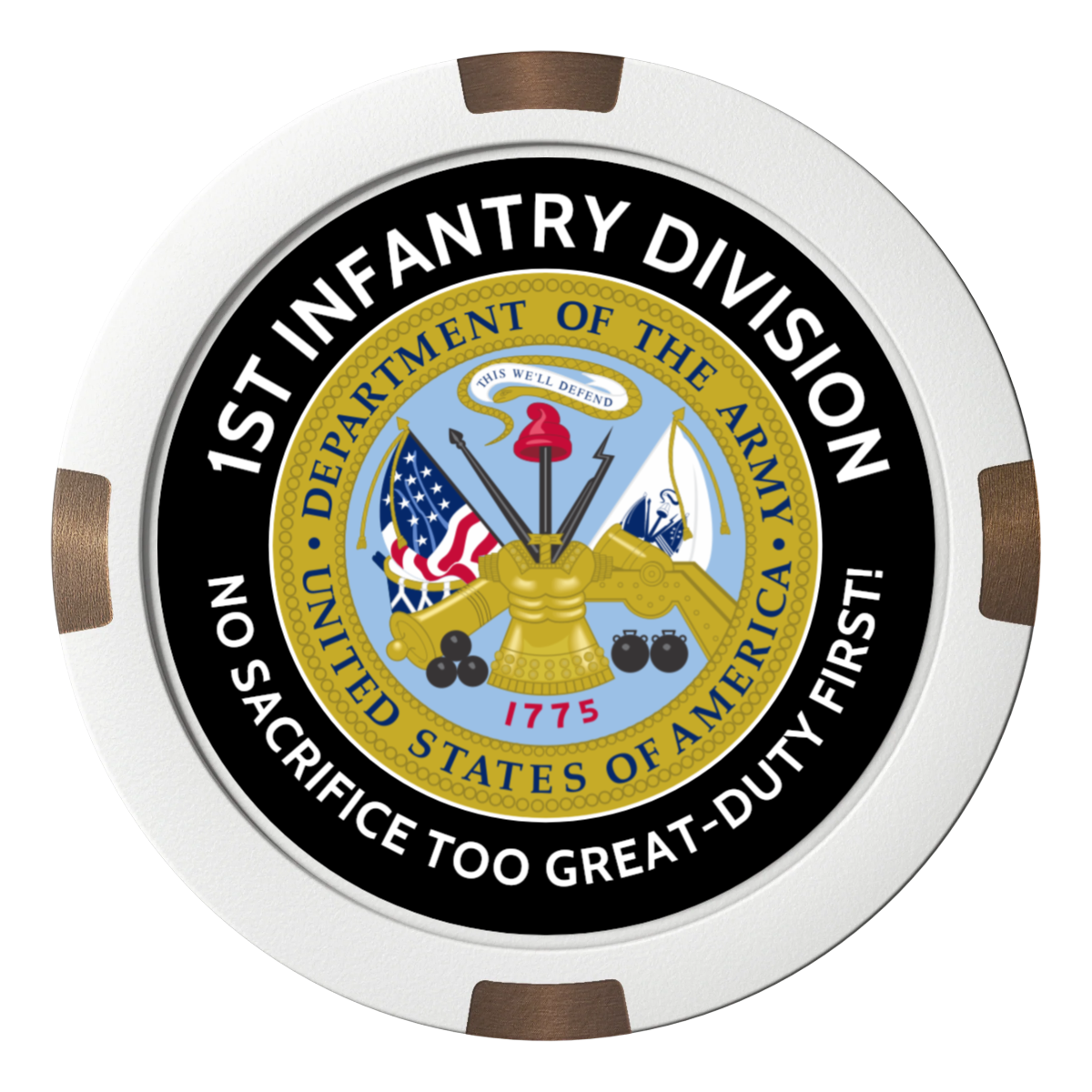 1st Infantry Division Composite & Metal Hybrid Poker Card Protectors - White - Back