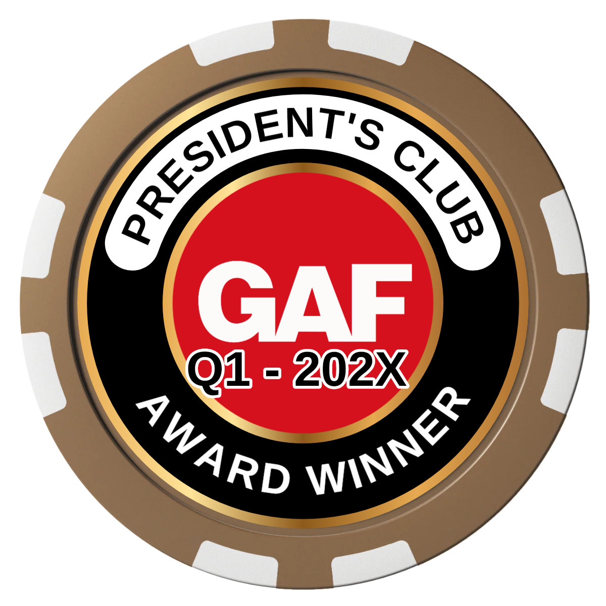 President's Club Composite Poker Chips - Brown / 8 Stripe - Front