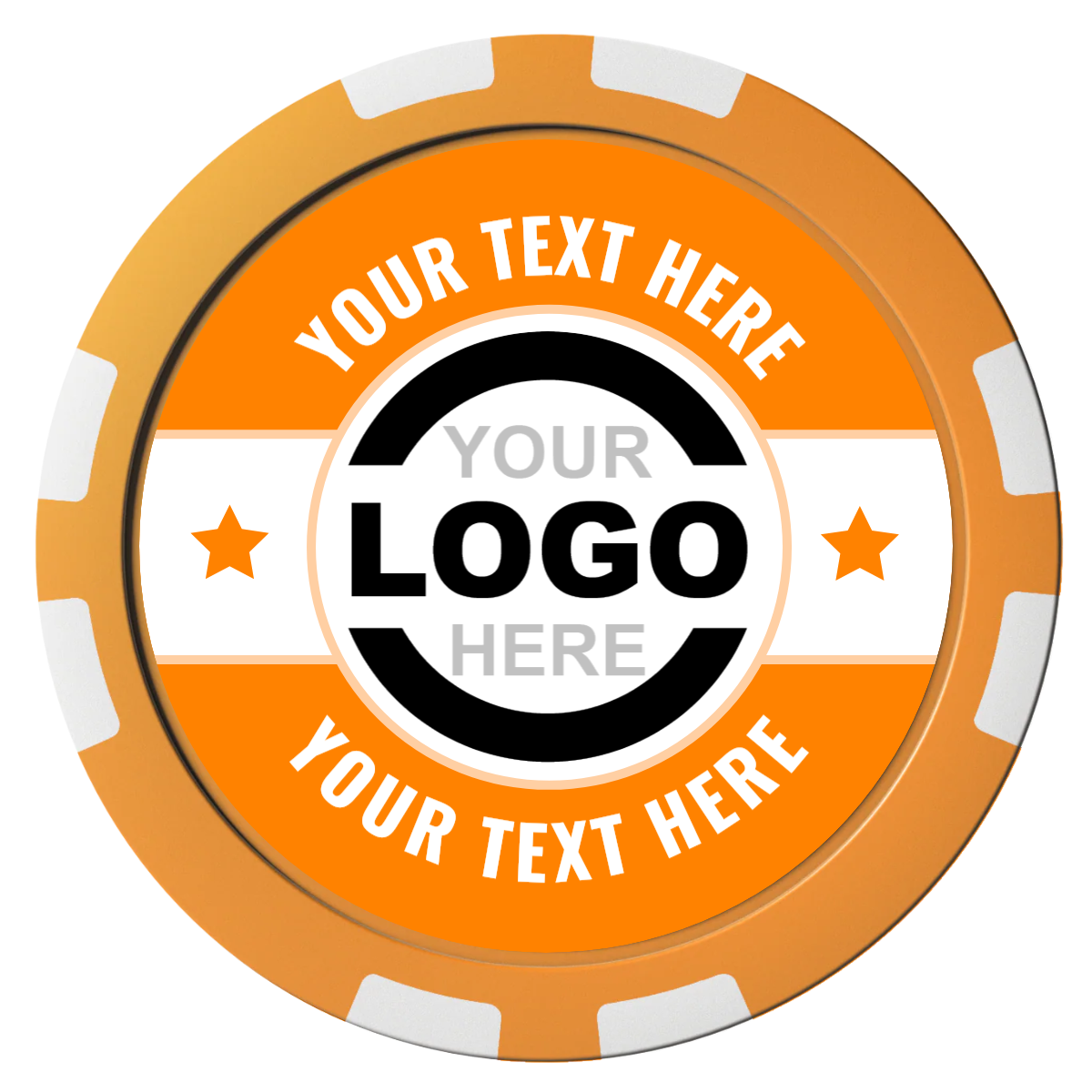 Star Banner Composite Poker Chips - Orange / 8 Stripe - Front