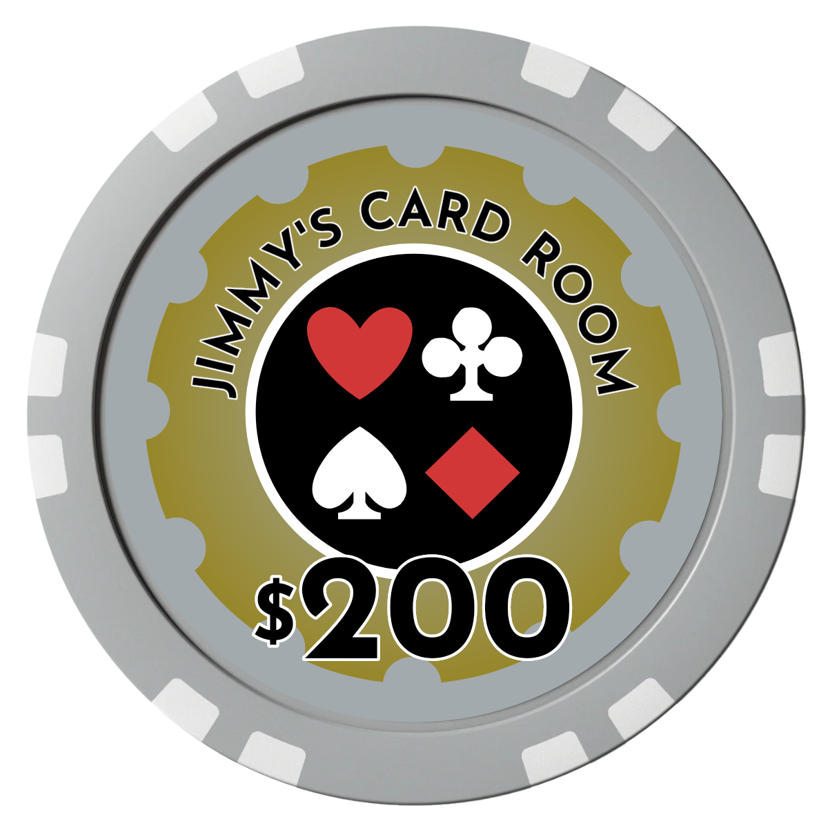 Your Four Suits Composite Poker Chips - Gray / Double Stripe - Front